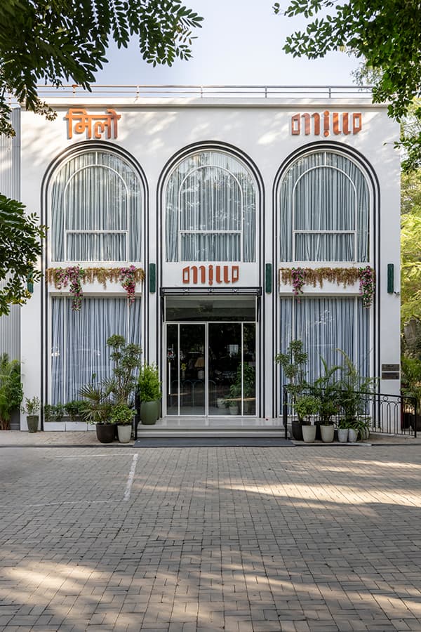 Millo Nagpur white arched facade in daylight