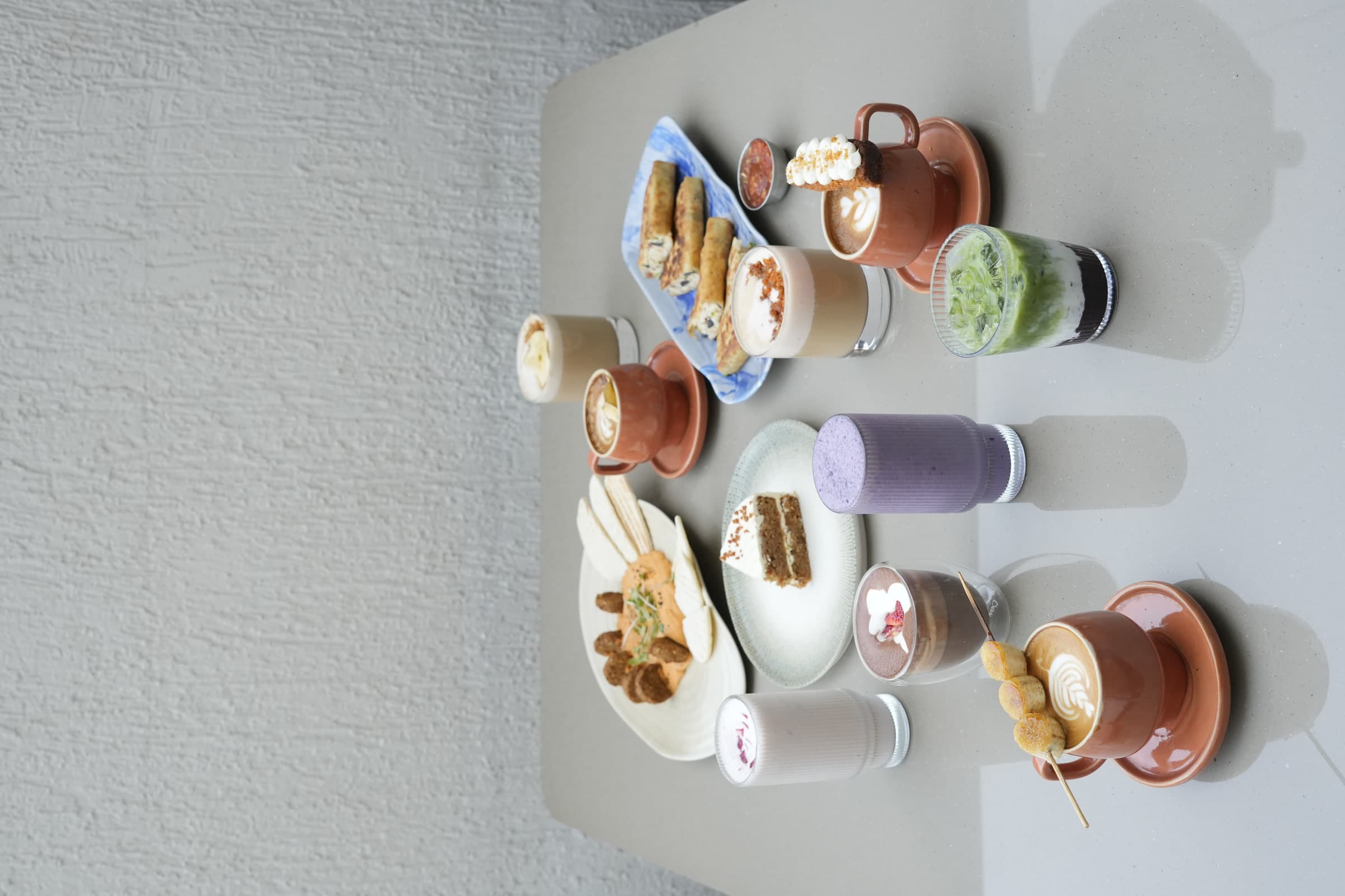 An overhead spread of the drinks menu
