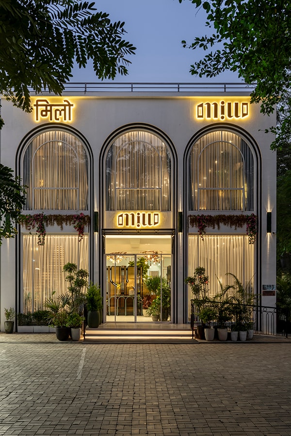 Millo Nagpur facade at night with the illuminated Millo signage