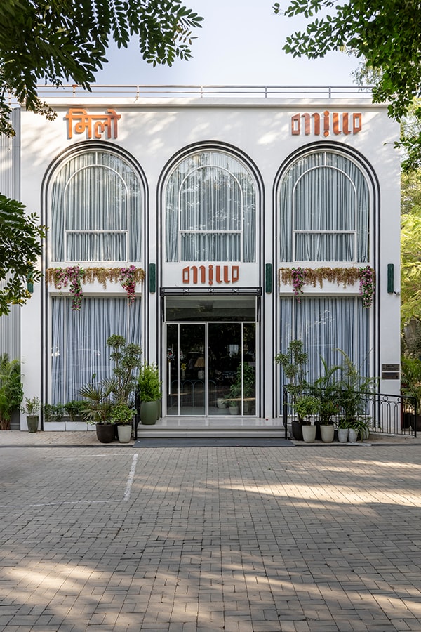 Millo Nagpur white arched facade in daylight